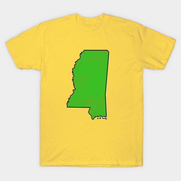 Mississippi - Green Outline T-Shirt by loudestkitten